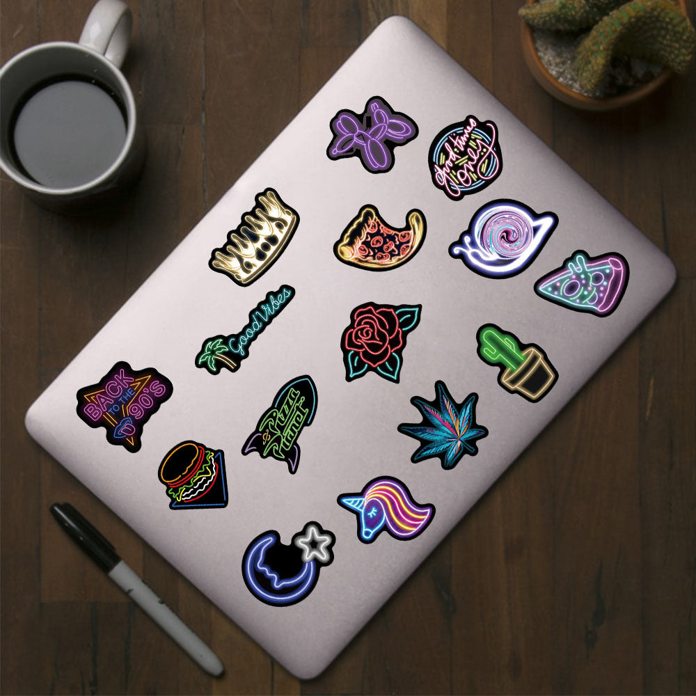 50 Neon Glow In The Dark Stickers