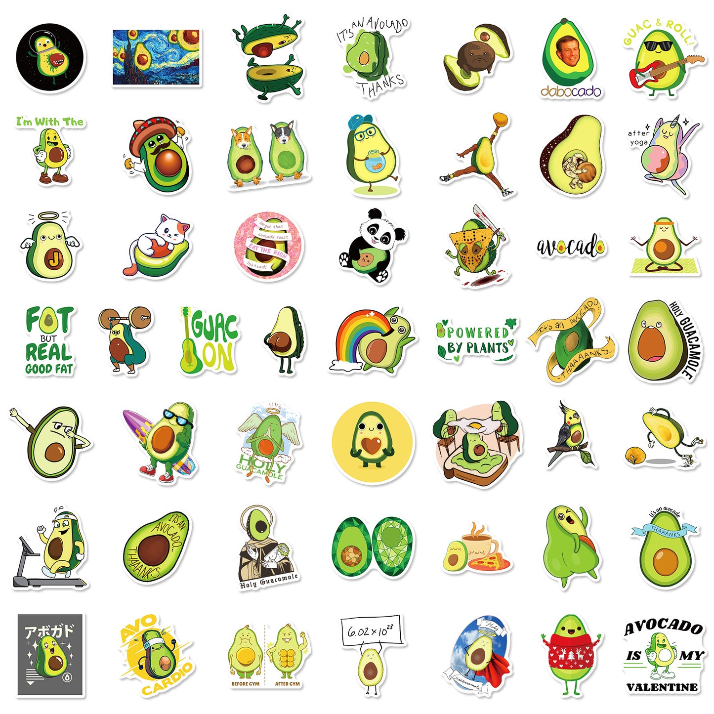 50 Avocado Series Stickers