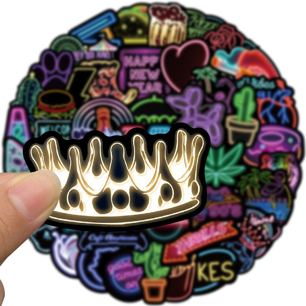 50 Neon Glow In The Dark Stickers