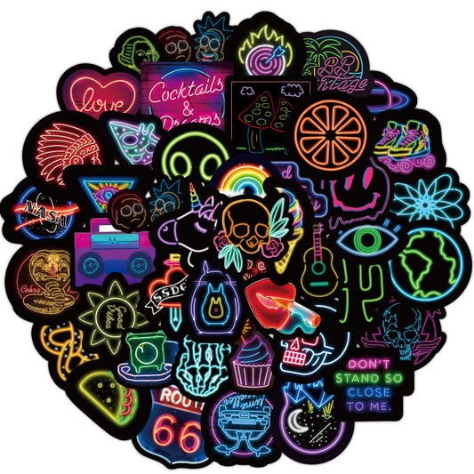 50 Neon Glow In The Dark Stickers