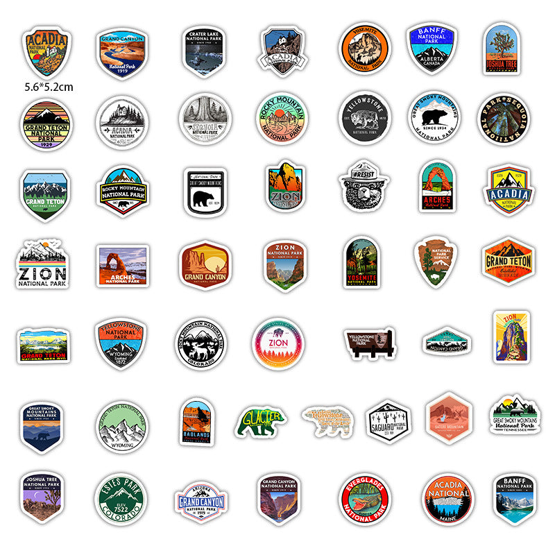 50 National Park PVC Stickers