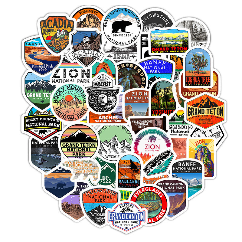 50 National Park PVC Stickers