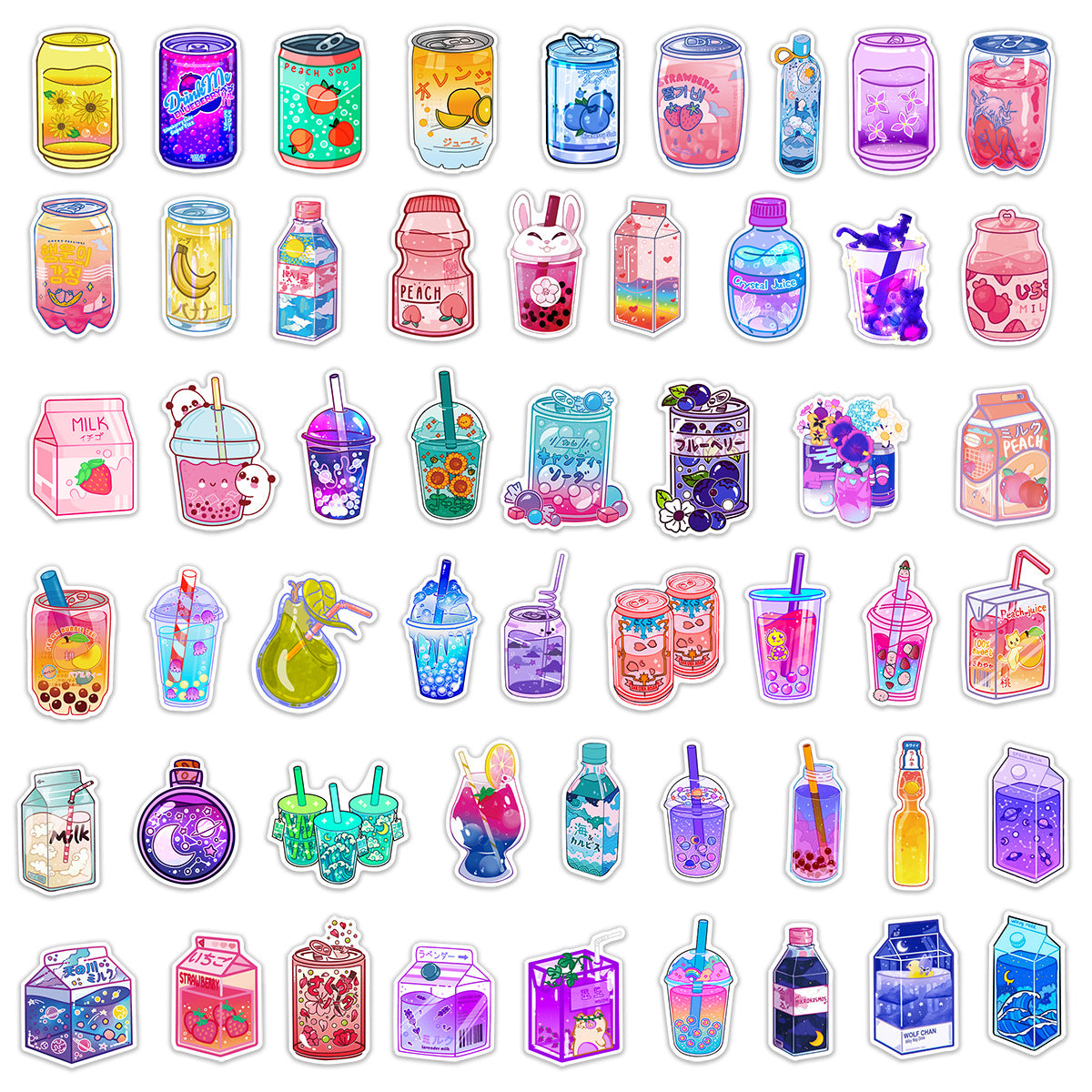 50 Pack New Cartoon Cute Instagram Style Drink Graffiti Stickers