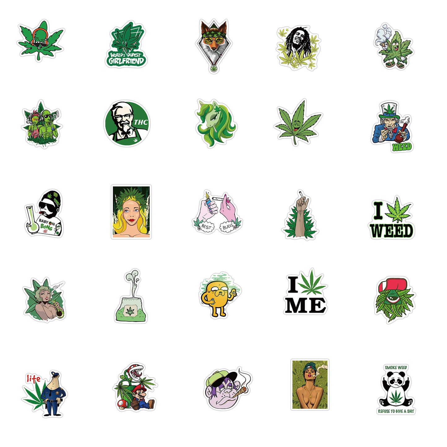 50 Spoof Leaf Character Cartoon Stickers