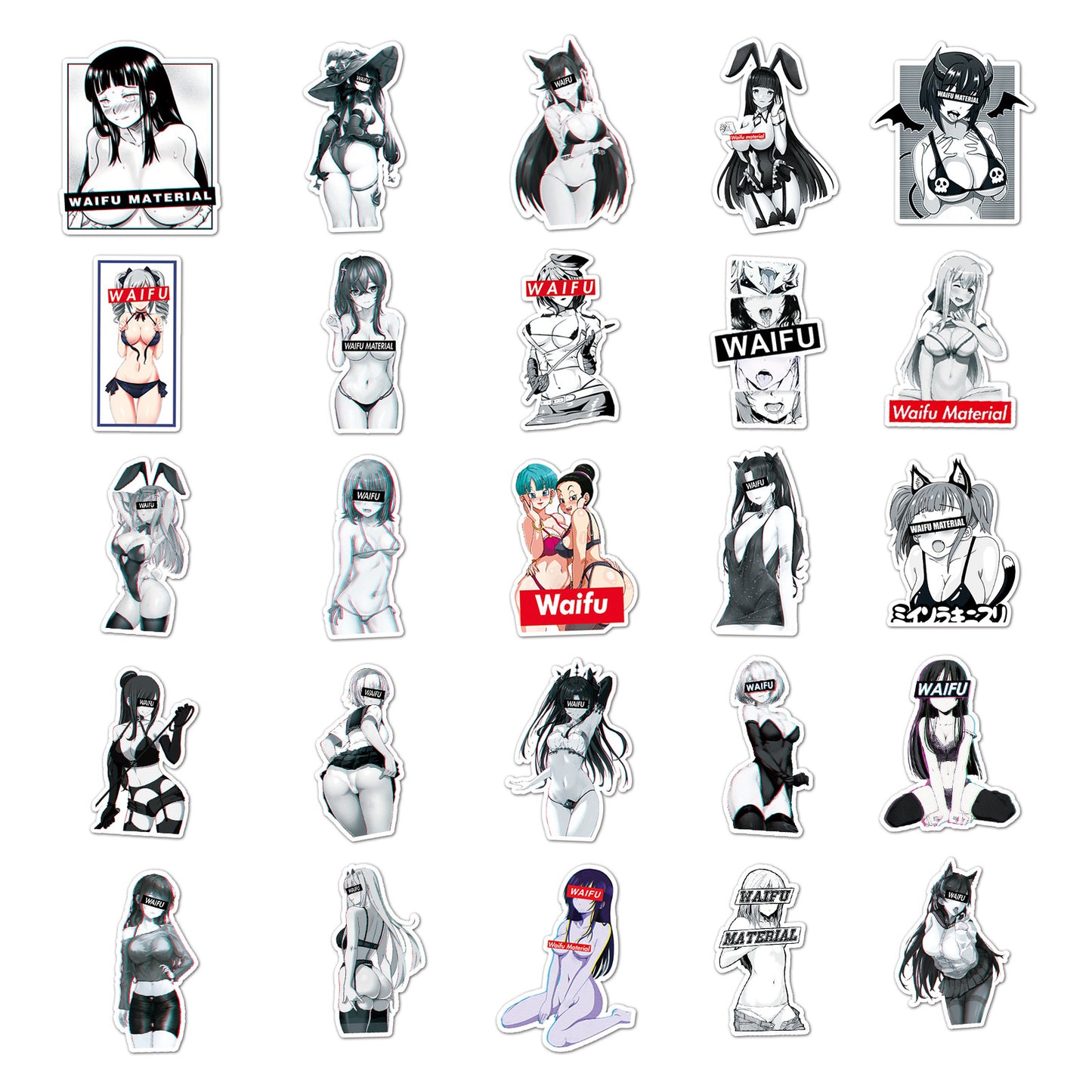 50 Pieces Waifu Girl Luggage Stickers