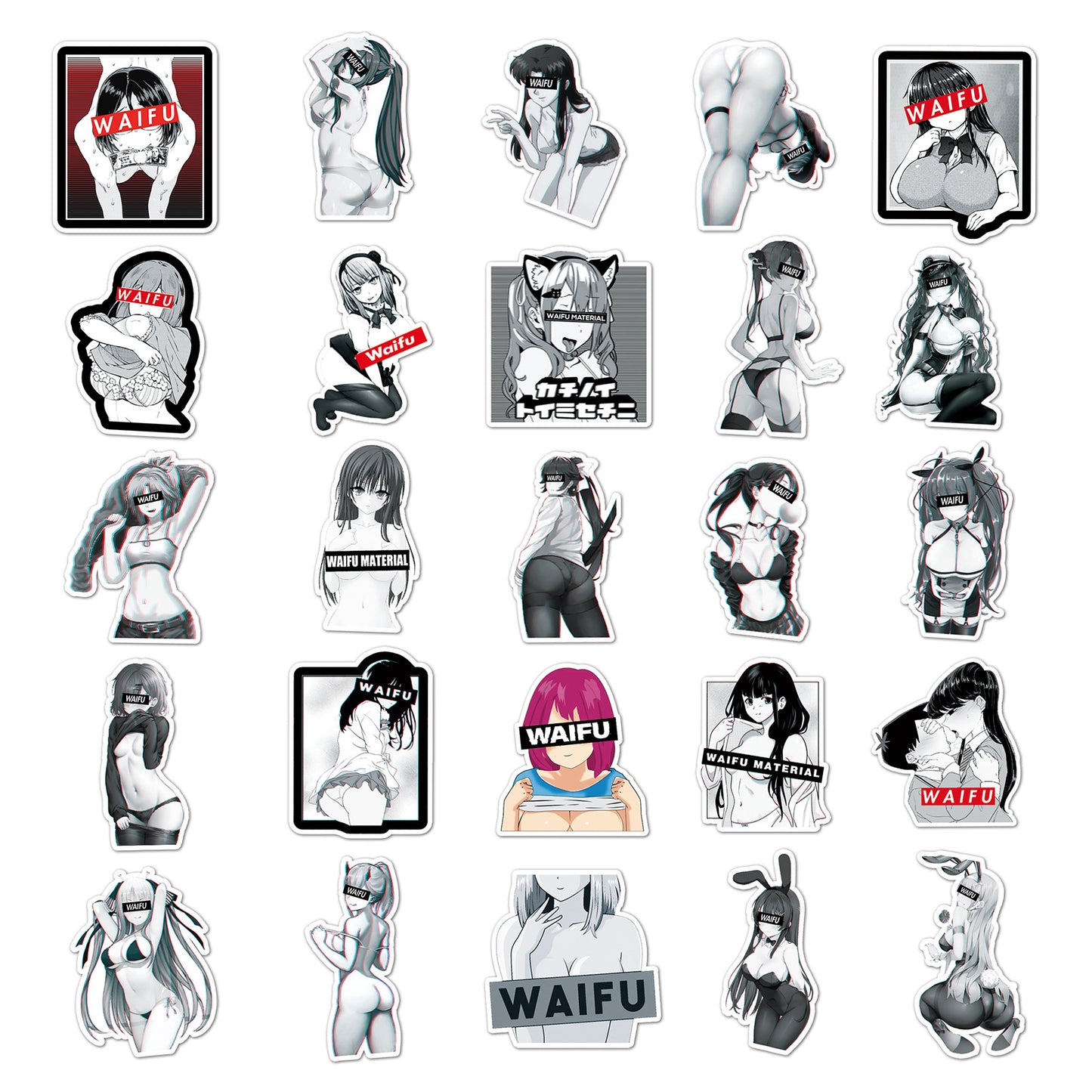 50 Pieces Waifu Girl Luggage Stickers