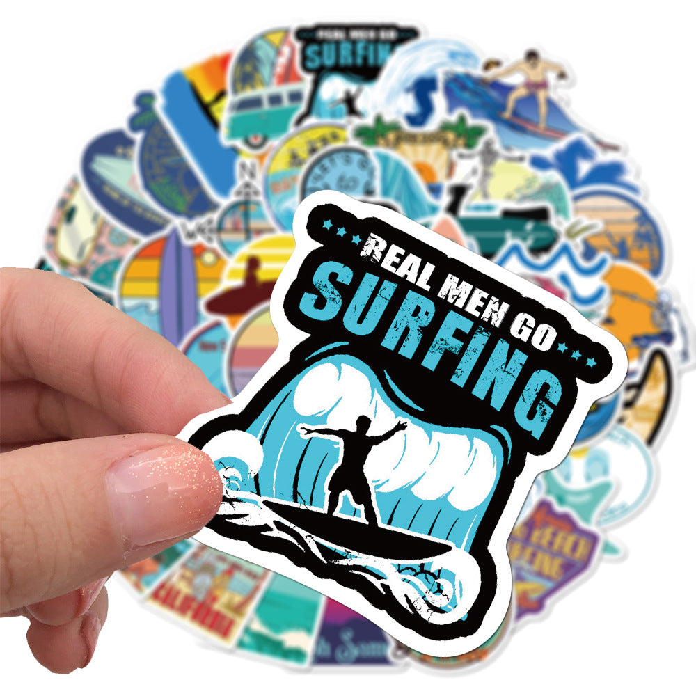 50 Summer Beach Surfing Stickers