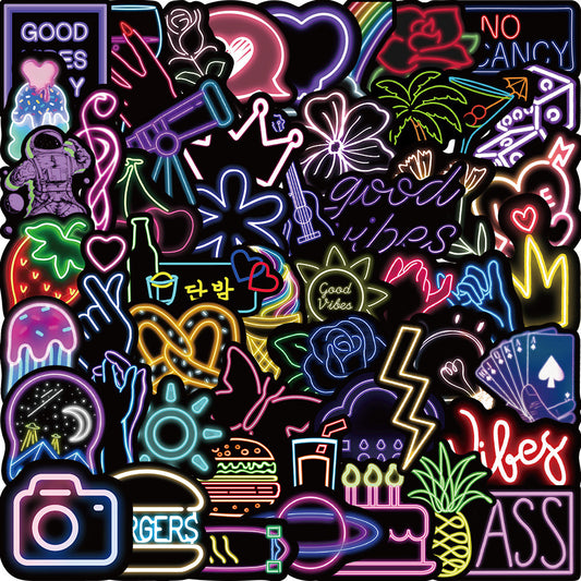 50 Neon Glow In The Dark Stickers