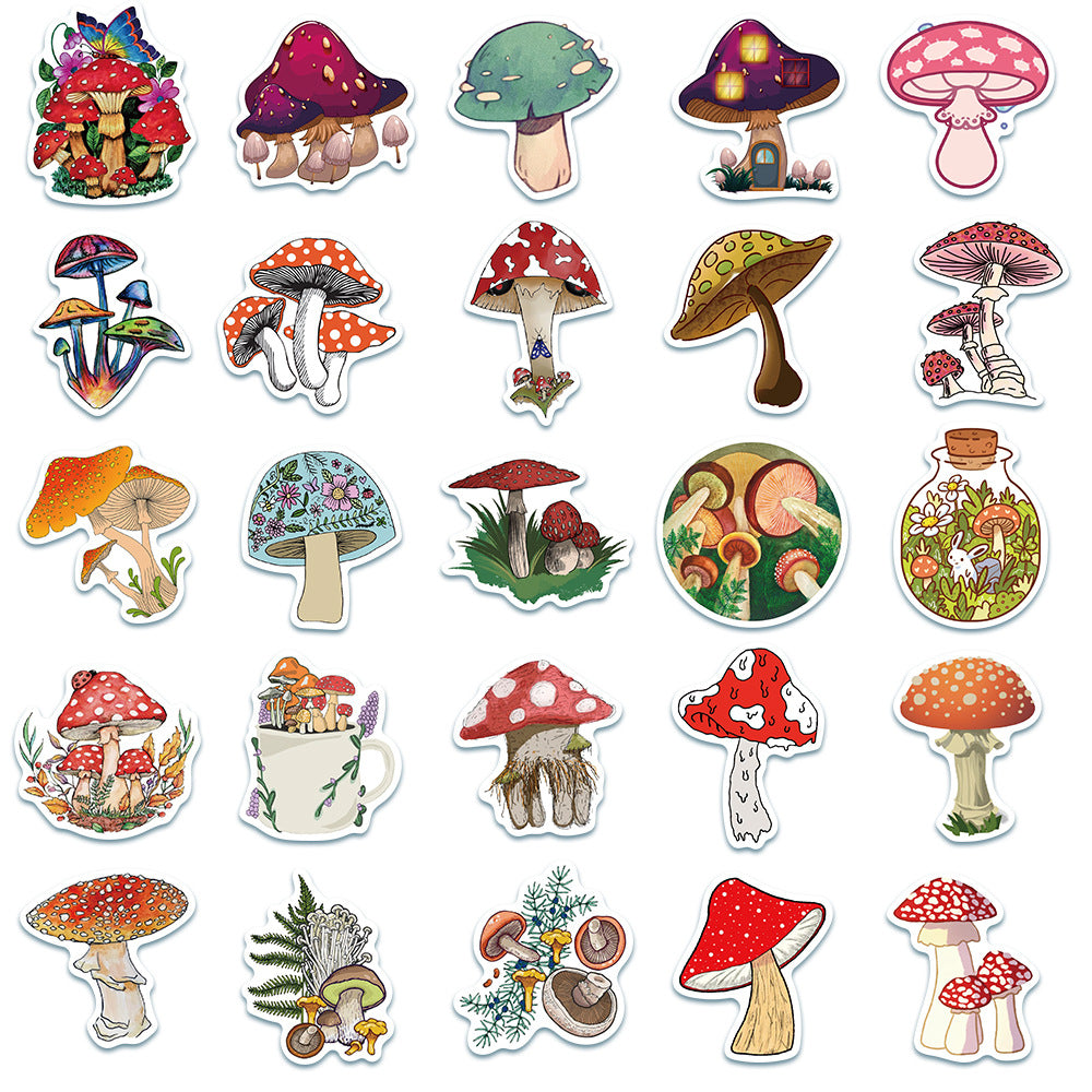 50 Non-infringing Cute Plant Mushroom Stickers