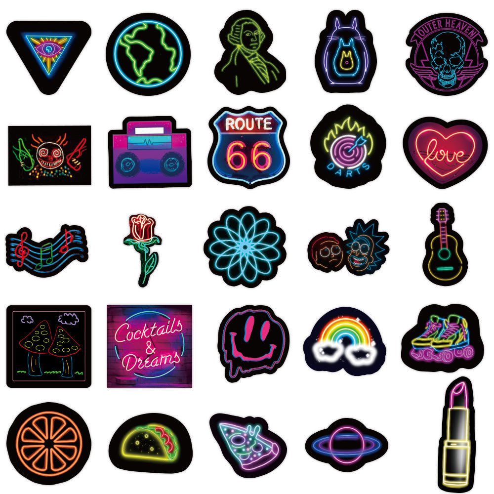 50 Neon Glow In The Dark Stickers