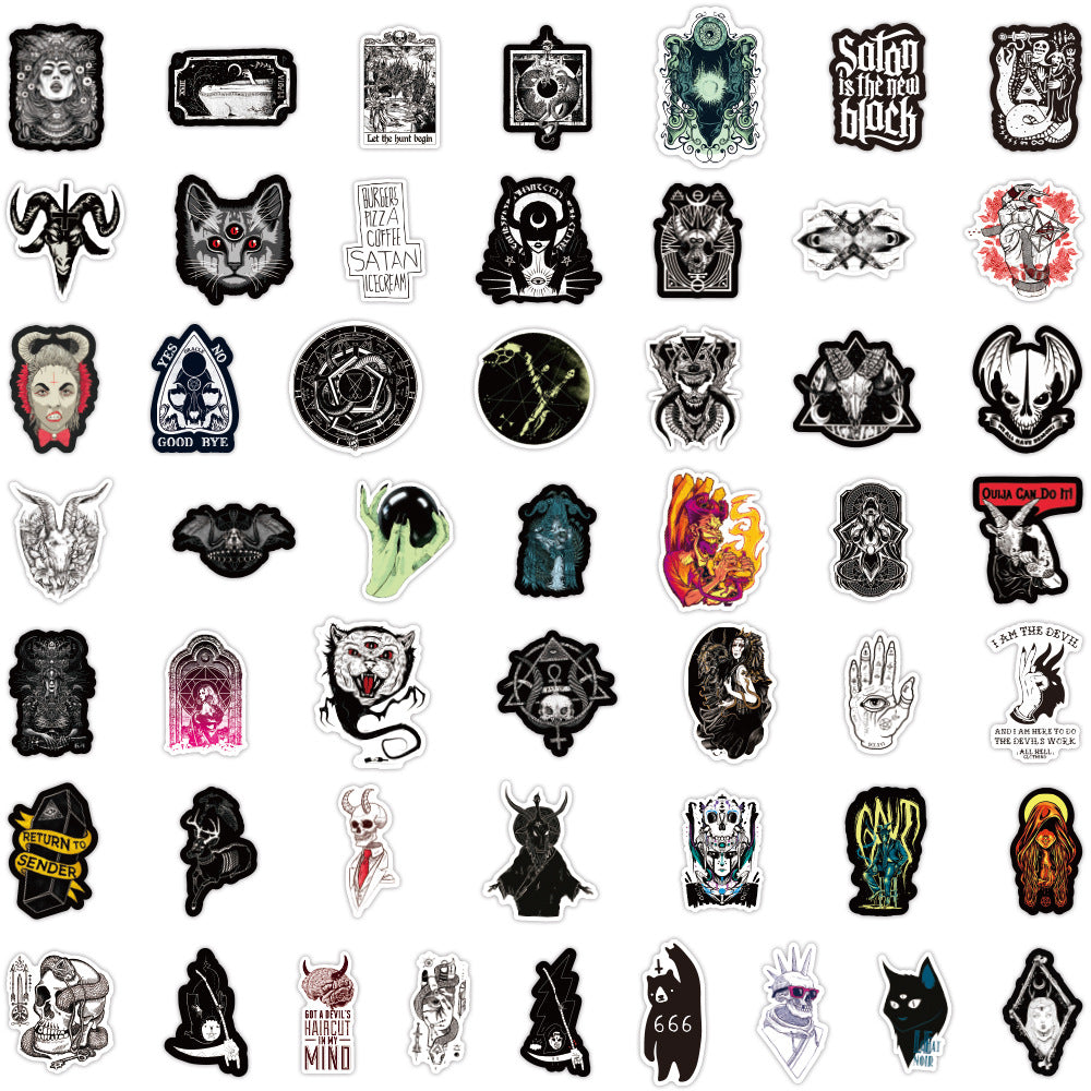 50 Gothic Black And White Stickers