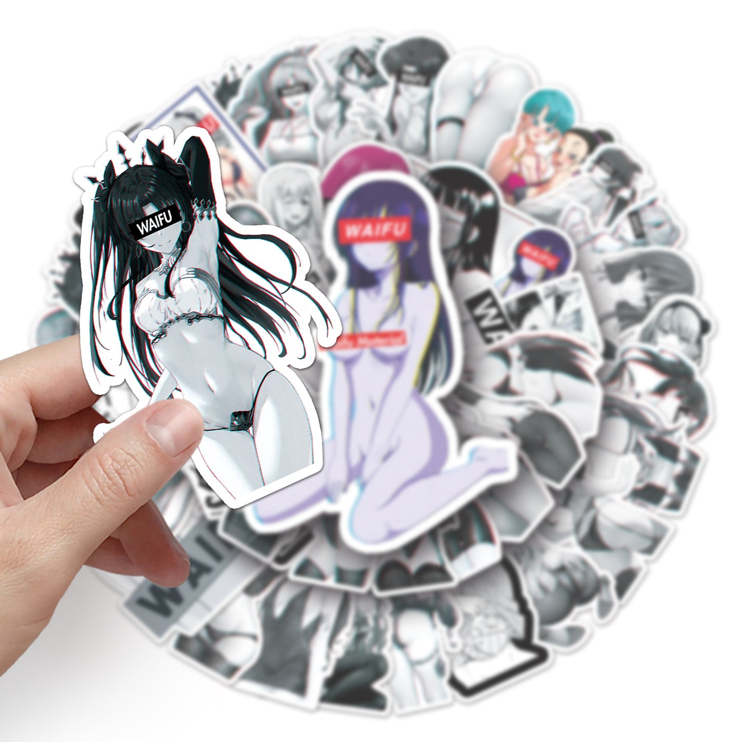 50 Pieces Waifu Girl Luggage Stickers