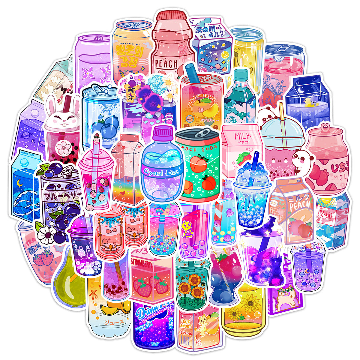 50 Pack New Cartoon Cute Instagram Style Drink Graffiti Stickers