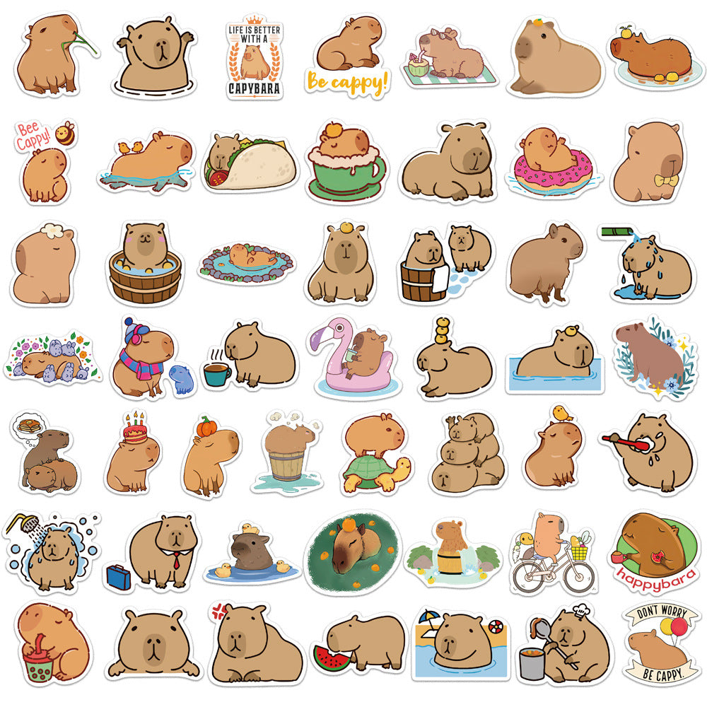 50 Cartoon Capybara Stickers