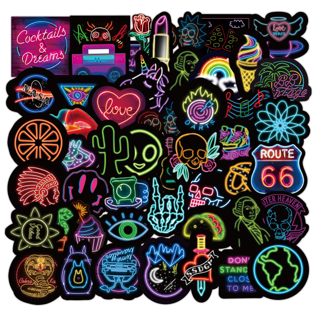 50 Neon Glow In The Dark Stickers