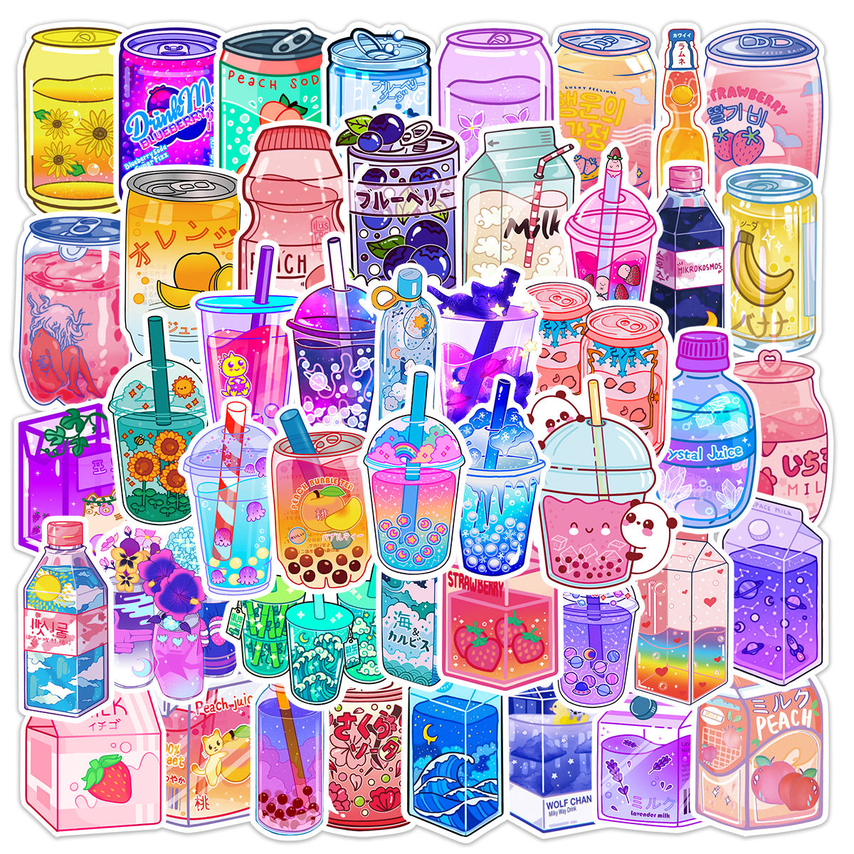 50 Pack New Cartoon Cute Instagram Style Drink Graffiti Stickers