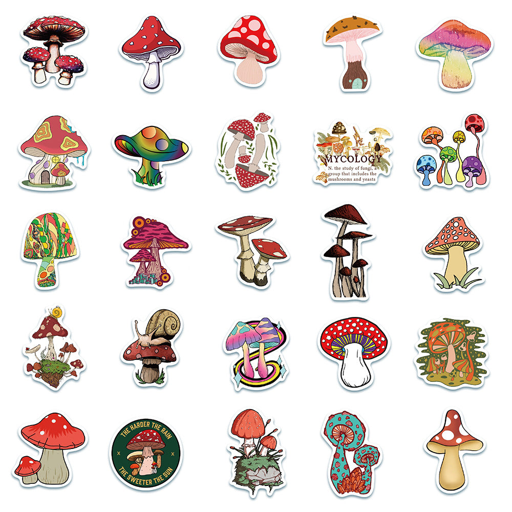 50 Non-infringing Cute Plant Mushroom Stickers