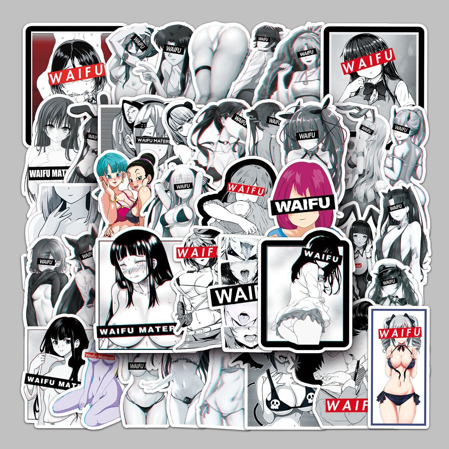 50 Pieces Waifu Girl Luggage Stickers