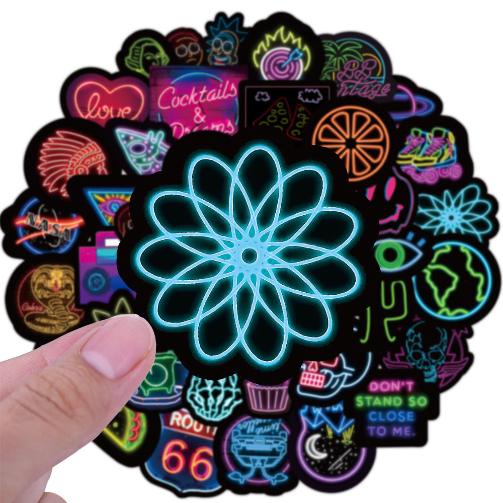 50 Neon Glow In The Dark Stickers