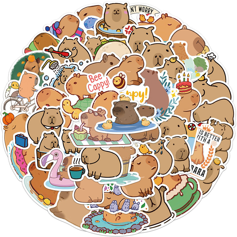 50 Cartoon Capybara Stickers